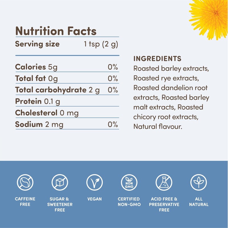 Nummy Creations 150 cup Vanilla Instant Caffeine-Free Coffee Alternative with