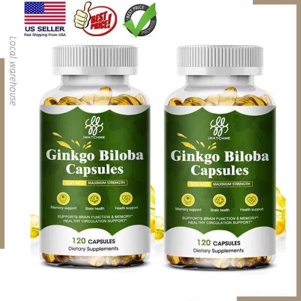IMATCHME Organic Ginkgo Biloba 500mg, Ginko Biloba Leaf,Memory & Concentration