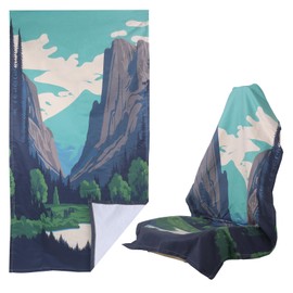 LoyaGour Car Seat Towel Covers Front Seats for Yoga,Gym,Workout,Sports,Running,Camping,Hiking and Travel,Automotive Washable Sweat Towels Seat Blanket Cover for Cars Golf Trucks (National Park, 1Pcs)