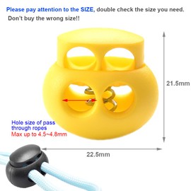 10 Pack Bungee Spring Cord Lock Fastener, Plastic Toggle Slider Stopper Paracord for DIY Crafting Elastic DrawString Bag Clasp, Shoe Lace, Glove, Flashlight Rope Lock Clip Double Hole Adjuster