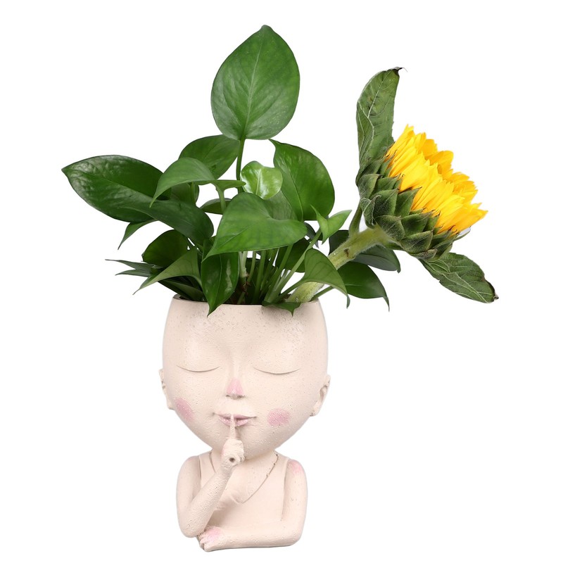 Face Flower Pot Head Planter Pot Cute Resin Succulent Planter