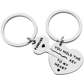 2Pcs Couple Gifts Annyversary Keychain Set for Boyfriend Girlfriend, You Hold The Key to My Heart Couple Keychains for Him and Her, Valentine's Day Birthday Christmas Gifts Jewelry for Husband Wife