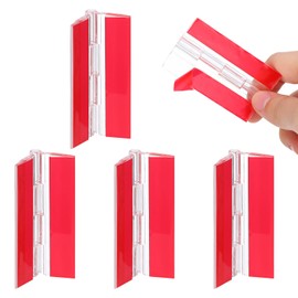 4 Pcs Self-Adhesive Clear Acrylic Hinge Plastic Transparent Folding Hinges Continuous Piano Hinge for Cabinet Aquarium Lid Furniture Display Stand DIY Crafts 65 × 40 mm