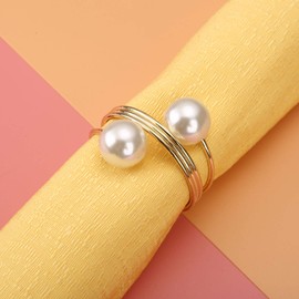 10Pcs Pearl Napkin Ring Napkin Holder Buckle Serviette Buckles for Dinning Table Wedding Party Christmas Home Kitchen