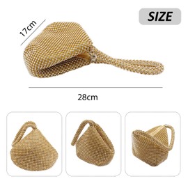 ZGDEIWGF 1 Piece Rhinestone Clutch Bag, Full Diamond Handbag, Elegant Dinner Bag, Sparkling Handbag, Crystal Bag, Bridal Bag, Suitable for Dinner Parties and Weddings, gold