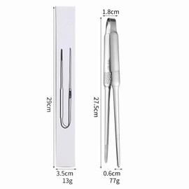 LLiKZio Yakiniku Tongs, Stainless Steel, For Camping, Barbecue, Condiments, Cooking, Frying, Pasta (Set of 2), 10.8 inches (27.5 cm), Slim, Easy to Grab, Anti-Slip, Dishwasher Safe (Tip), Light and