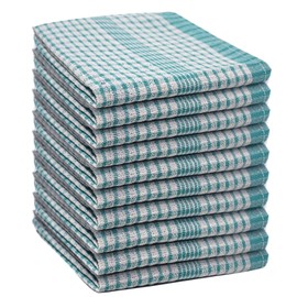 Casabella Wonderdry Tea Towels - 100% Cotton Kitchen Towels 50x70 cm Pack of 10 Cleaning Cloth, Highly Absorbent & Thick, Dish Cloths for washing up - Green Tea Towels