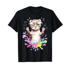 Ferret Splash Art Pet Lover Gift Funny Illustration T-Shirt
