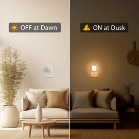 LED Night Lights Plug into Wall, Nightlights With Light Sensor Dusk to Dawn, 0.3W Square Plug in Night Light for Kids, 3000K Warm White Night Light for Bathroom Bedroom Kitchen, 2 Pack Night Lights