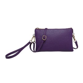 JEN & CO. Riley Vegan Leather Crossbody Bag for Women, Royal Purple - Small Clutch or Purse, Wallet Bags, Wristlet & Strap