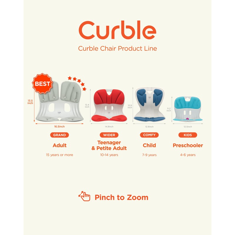 curble Chair Teenager Ergonomic Lower Back Chair Support, Lumbar Support