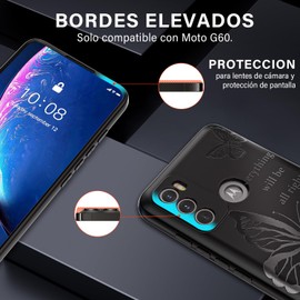 Duccinp Funda para Motorola Moto G60, Ultrafina Flexible Suave TPU Silicona Negro Carcasa con Mariposa Dibujos, Antigolpes Anti-arañazos Protectora Case para Moto G60