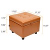 H&B Luxuries Tufted Leather Square Flip Top Storage Ottoman Cube