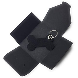 Felt Key Fob, Bones/Dogs, Black as Key Chain/Suitcase Tag and Special Gift with Eyelet and Key Ring - Made in Germany, neutral