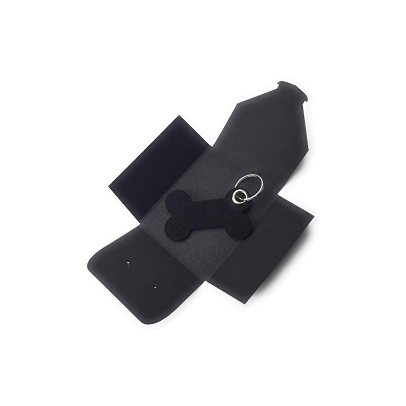 Felt Key Fob, Bones/Dogs, Black as Key Chain/Suitcase Tag and