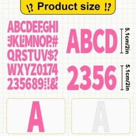 6 Sheets Iron on Letters,306 Pcs 2 Inch Iron on Letters and Numbers for Clothing Heat Transfer Letters with Alphabet Patches Iron on Letter Stickers for T-Shirt Jersey Fabric Craft(Pink)