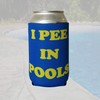 I Pee in Pools - Funny Can Cooler - Blue