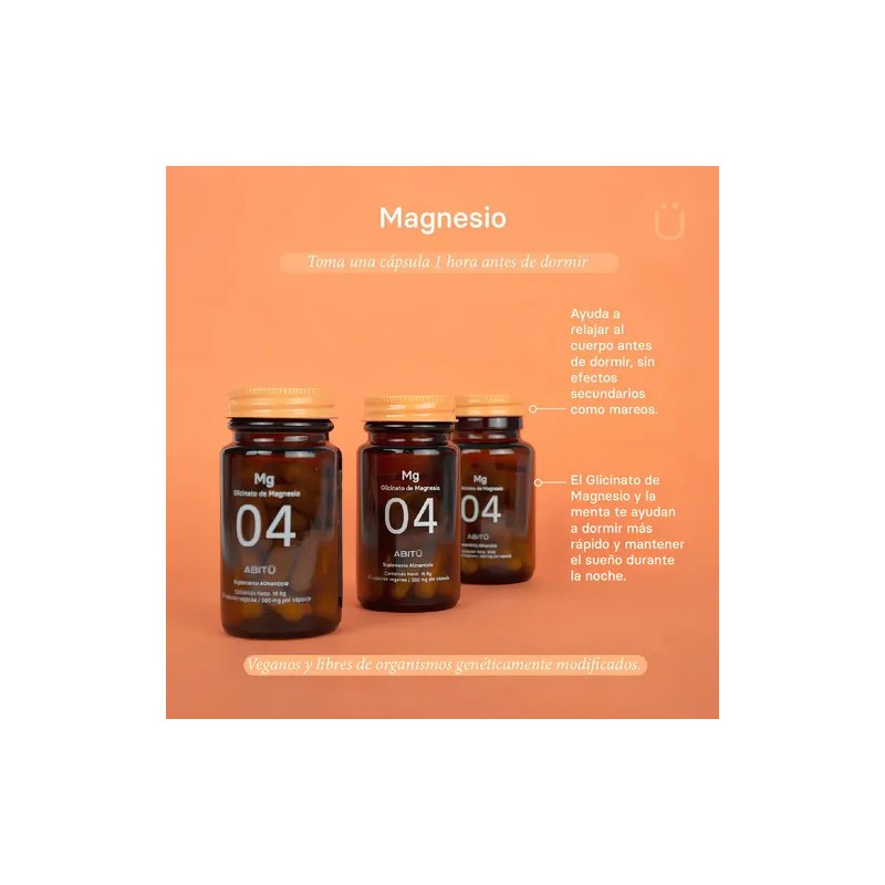 Suplemento Glicinato Magnesio Abit Frasco Cápsulas Sabor