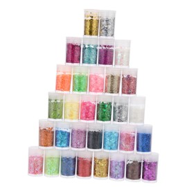 LIFKOME 32 Colors Nail Art Glitter Sequins for Fingernail Decoration Body Glitter Mix for DIY Manicure Art for Festivals and Special Occasions