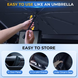 Windshield Sun Shade Umbrella: Custom Fit for GMC-Acadia-2017-2025 - Front Window Sunshade Heat Insulation - Shield UV and Heat