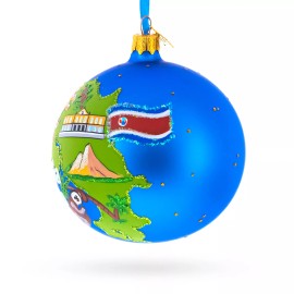 BESTPYSANKY Costa Rica Map and Symbols Glass Ball Christmas Ornament 4 Inches