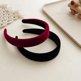 Wide Headband Red Black Velvet Headbands for Women Girls Soft Wide Headbands Velvet Hair Bands for Women Wide Head Bands No Slip Fashion for Women Girls Hair Accessories
