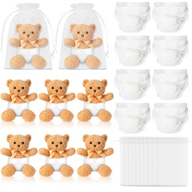 8 Set Bear Blindfolded Diaper Changing Baby Shower Games Decorations, Baby Dolls Diapers for Bridal Shower Gender Reveal Games Prizes Gifts for Adults Boys Girls