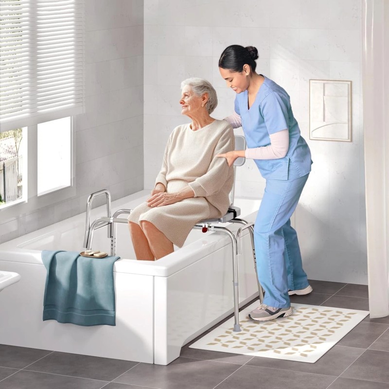 WAYES 400lb Sliding Tub Transfer Bench Shower Chair Shower Bench