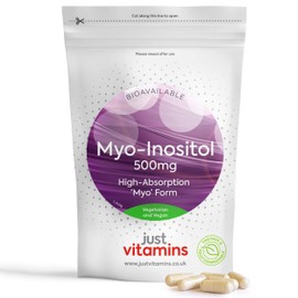 Just Vitamins Just Vitamins - Myo-Inositol 500mg x90 Capsules - Premium Quality Vitamin B8 for Female Hormone, Fertility, PCOS, Ovarian & Cycle Support - UK Made Supplements