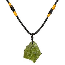 Artificial Moldavite Crystal Necklace for Men Women, Handmade Irregular Stone Pendant Crystal Energy Stone