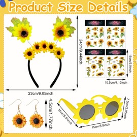 GAROMIA Sunflower Headband Girls Sunflower Hair Accessories Headband Women's Sunflower Flower Heads Bracelets Sunflower Set for Carnival Theme Party Sunflower Costume