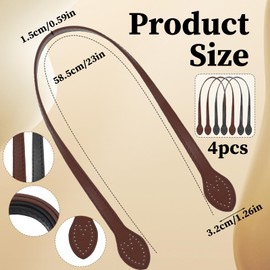 4Pcs PU Leather Purse Straps, 23 Inch Bag Handles Replacements, Sew On Purse Handle Band, with Sewing Holes for DIY Crocheted Bags, Tote Bag, Underarm Bags, Wallet Repair Making Supplies
