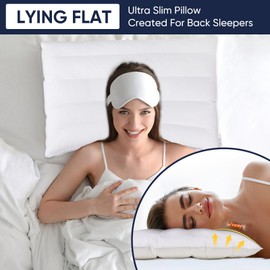 FOUXTEL Flat Pillows for Sleeping Thin, 2.5" Ultra Thin Pillow, Slim Bed Pillows for Stomach and Back Sleepers, Standard Size -18x26 in - 100% Cotton - 7D Fiber