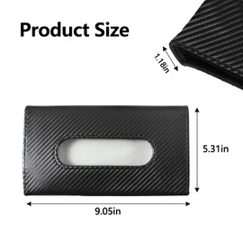 Wuyaoyao Car Tissue Holder, Auto Sun Visor Napkin Holder Mask Holder, Premium PU Leather Car Tissue Holder Visor Tissue Dispenser, Universal Sun Visor Tissue Box for Most Vehicle (Carbon Fiber)