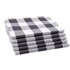 ZOLLNER Set of 5 Tea Towels 50 x 70 cm Half-Linen Graphite Checked