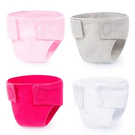 Bayer Design 73098AA Dolls Cloth Nappies Pack of 4 Reusable with Velcro Changing Accessories for Baby Dolls Doll Accessories Pink White Grey