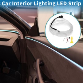 A ABSOPRO 3 Meter EL Wire Cable LED Glow String Light Car Lighting Strip Flexible Neon Light for Car Decoration Wiring Driver(12v) Ice Blue