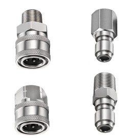 Pressure Washer Coupler, NPT 3/8" Pressure Washer Fittings, Stainless Steel Fittings, Male Female Quick Connect Coupler for Quick Connect and Quick Release 4 Pack