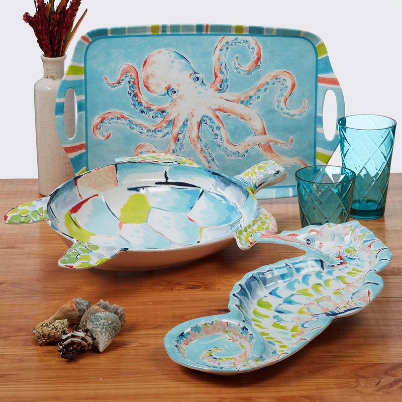 Certified International Deep Sea 12 pc Melamine Dinnerware Set, Service