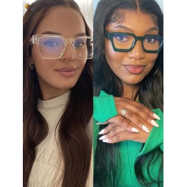 VISOONE 2 Pack Blue Light Blocking Glasses Rectangle Frame and Chic Preppy Look for Women Men RIVER