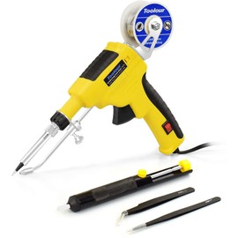 Soldering Iron, 60 W Soldering Iron Set, Hands-Free Soldering Gun with Wire Feed, 5-in-1 Soldering Set with Desoldering Pump, 1.0 mm Solder, 2 Tweezers Set, Soldering Accessories for Electronics