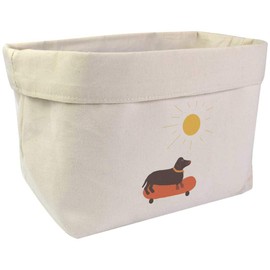 Large 'Dachshund On A Skateboard ' Canvas Organiser/Storage Bag (OR00032523)