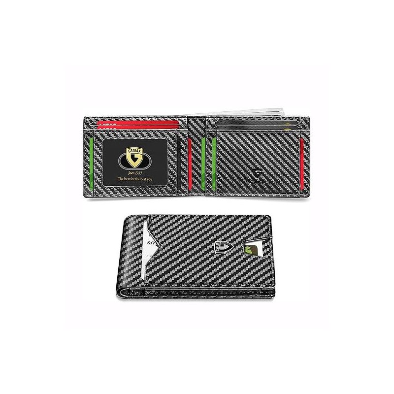 GSOIAX Mens Slim Wallet Rfid Blocking - Color: Black