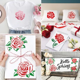Rose Stencils for Painting Small Rose Floral Template Flower Paint Stencils for Painting on Wood Burning Art Craft Canvas Furniture Wall (18 Rose)
