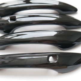 CYAuto Chrome Carbon Fiber Gloss Black Exterior Door Handle Cover Trims for Hyundai Sonata 2024 2025 (Carbon Fiber Style)