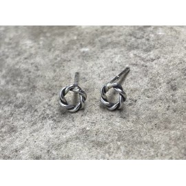 Unbranded Sterling Silver Circle Stud Earrings, Twisted Post Earrings, Gift For Daughter