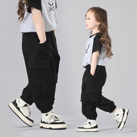 MINI PANDA Toddler Pants Girls&Boys，Stretch Twill Chino Toddler Pants Black-b