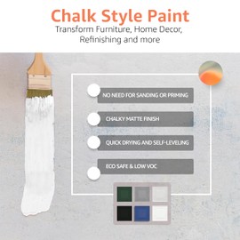 Oslo Home Chalk Style All In One Paint, White ((Winter Frost), Pint (16oz), Matte, no Sanding or Priming, for Furniture and Home Décor