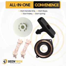 Seentech Recoil Rewind Spring Starter Pulley Rope Rotor Kit for Husqvarna 445E, 450, 455, 460 Rancher Chainsaw - Precision Replacement for Reliable Performance