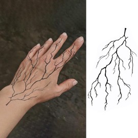 WEEKINK Lightning Bolt Temporary Tattoos for Men – 2 Sheets Realistic Thunderbolt Hand & Finger Fake Tattoos, Waterproof, Long Lasting for 2 Weeks